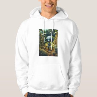 Alien Print Design Basic Hooded Sweatshirt