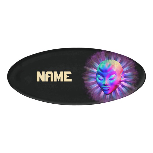 Alien Psychedelic Meditation Namenschild (Vorderseite)