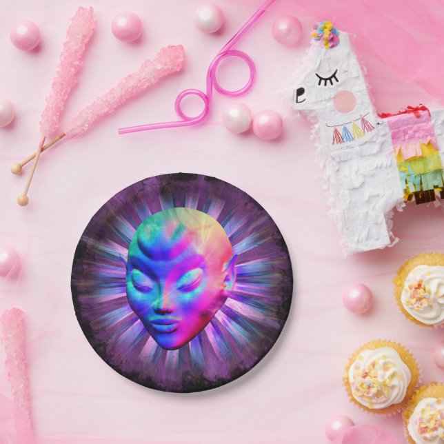 Alien Psychedelic Meditation Pappteller (Party)