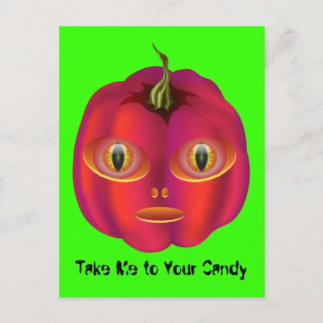 Alien Pumpkin Halloween Postkarte (Vorderseite)