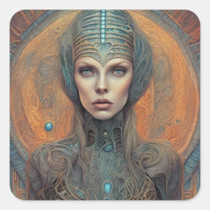 Alien Quadratischer Aufkleber