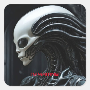 Alien Quadratischer Aufkleber