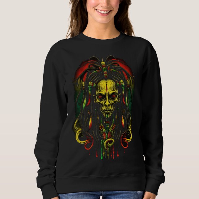 Alien Rasta Rastafarian Rastafari UFO Extraterrest Sweatshirt (Vorderseite)