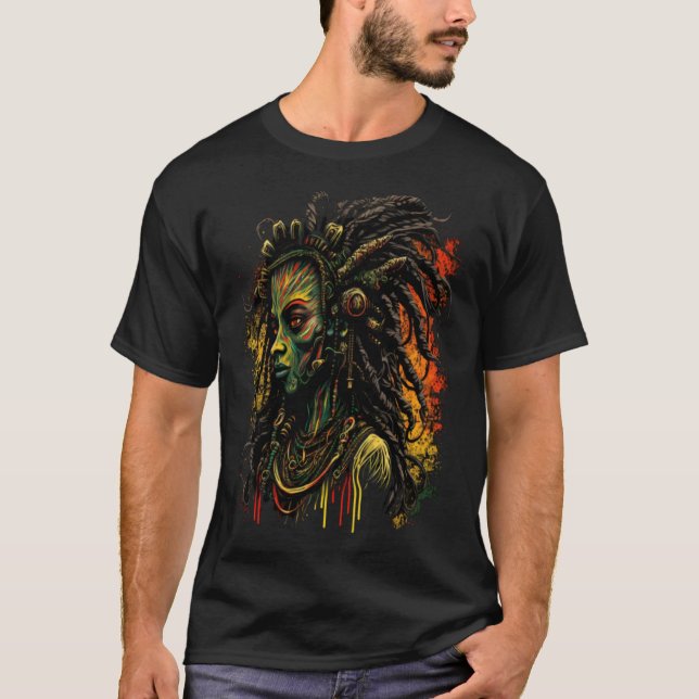 Alien Rasta Rastafarian Rastafari UFO Extraterrest T-Shirt (Vorderseite)