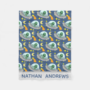 Alien Raumfahrt und Sterne Personalisiert Fleecedecke