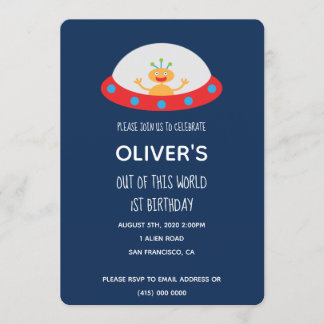 Alien Raumschiff - Einladung zum Geburtstag