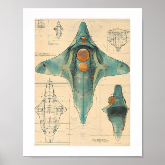 Alien Raumschiff Print, Value Poster Paper (Matte)