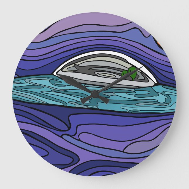 Alien Raumschiff UAP paranormal Große Wanduhr (Vorderseite)
