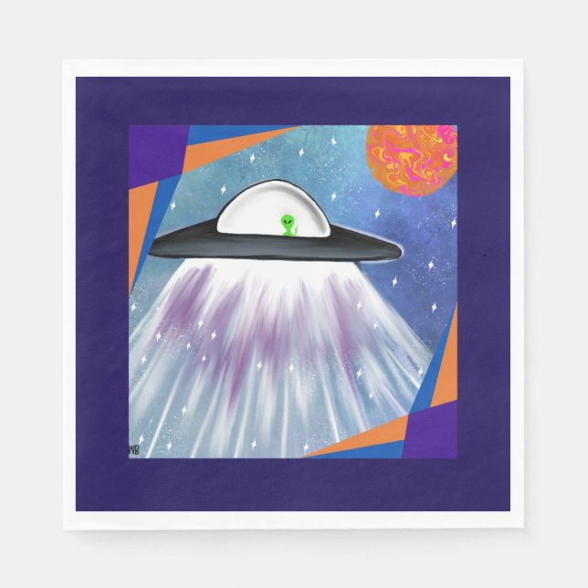 Alien Raumschiff UFO Space Serviette (Vorderseite)