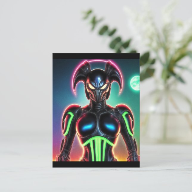 Alien Raven 01 Postkarte (Stehend Vorderseite)