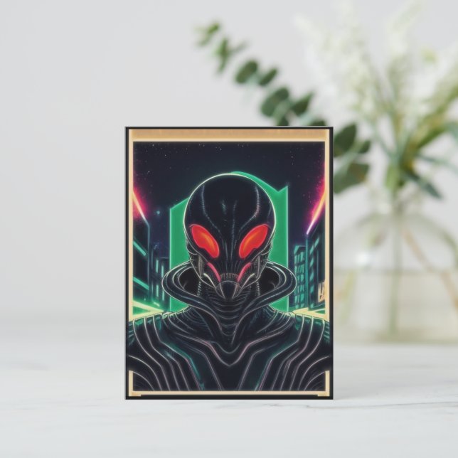 Alien Raven 05 Postkarte (Stehend Vorderseite)
