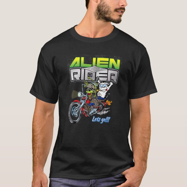 Alien-Reiter-Motorrad-Kuh T-Shirt (Vorderseite)