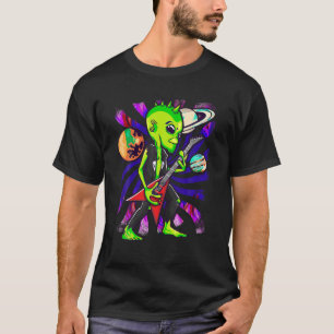 Alien Rock Playing Electrical Gitarre UFO Fans Roc T-Shirt
