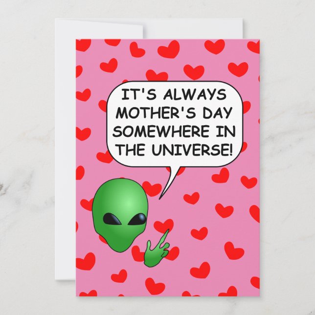 Alien rote Herzen Muttertag Einladung (Vorderseite)