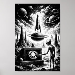 Alien Ruft Durch Kosmische Nacht Poster