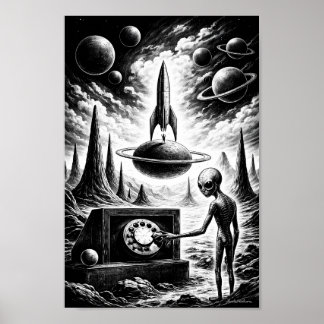 Alien Ruft Durch Kosmische Nacht Poster
