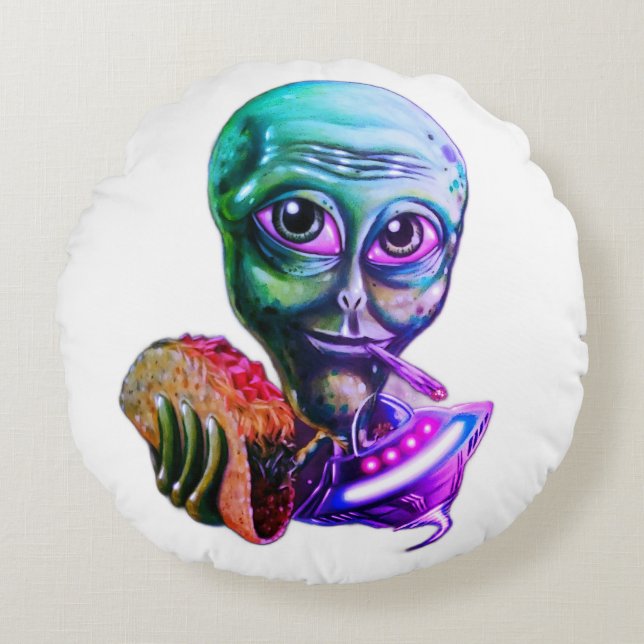 Alien Rundes Kissen (Vorderseite)