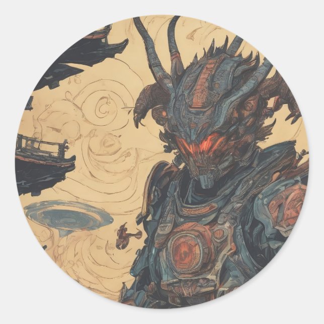 Alien Samurai Sticker (Vorderseite)