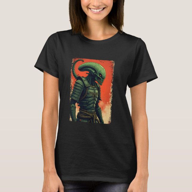 Alien Samurai T-Shirt Japanisch Sci-Fi Design Appa (Vorderseite)