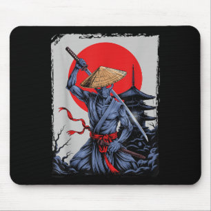 Alien Samurai Ufo japanische Vintage-Grafik Ukiyo- Mousepad