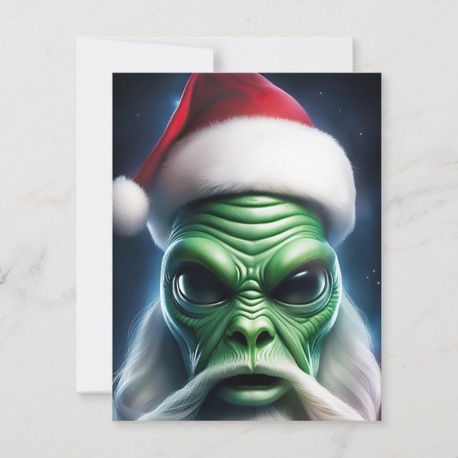 Alien Santa Claus Feiertagskarte (Vorderseite)