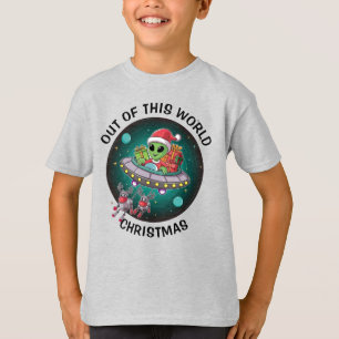 Alien Santa in UFO Kids T-Shirt