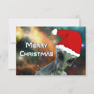 Alien Santa Merry Christmas Personalize Karte