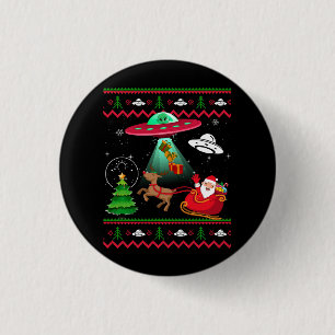 Alien Santa UFO Entführung Ugly Christmas Sweater  Button
