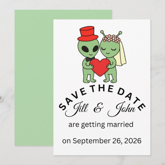 Alien Save The Date Hochzeits-Einladung  Einladung (Vorne/Hinten)