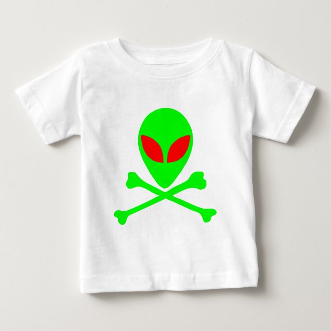 Alien-Schädel u. Knochen Baby T-shirt (Vorderseite)