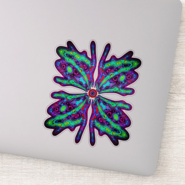 Alien Schmetterling b (farbiges Muster) v3 Aufkleber (Detail)