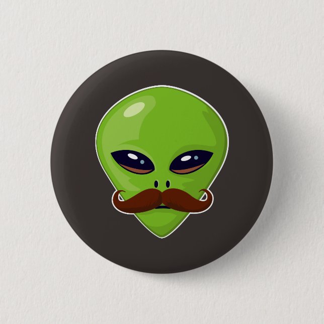 Alien-Schnurrbart Button (Vorderseite)