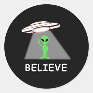 Alien-Shirt - Ich glaube neue coole UFO Runder Aufkleber