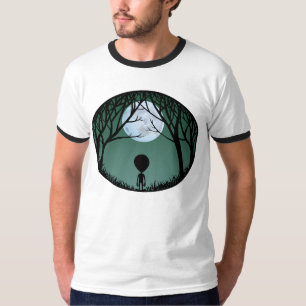 Alien Shirt Men's Ringer Alien w. Moon T - Shirt
