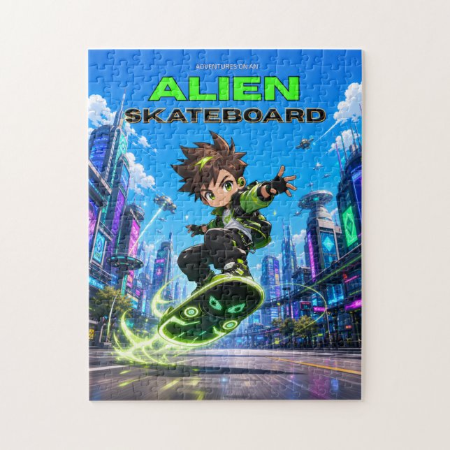 Alien-Skateboard-Puzzle Puzzle (Vertikal)