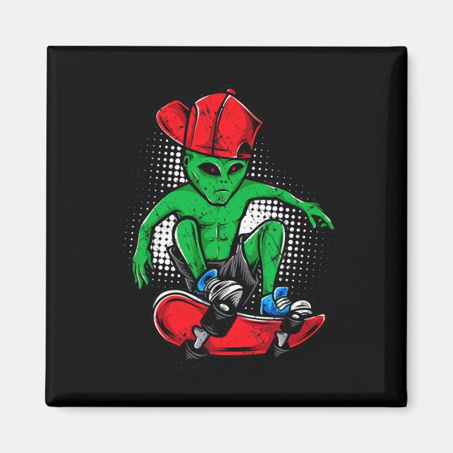 Alien Skateboarder Tee Ufo's Believer Skateboardin Magnet (Vorne)