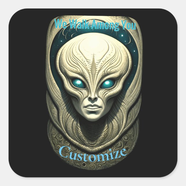 Alien skull Head Thunder_Cove Quadratischer Aufkleber (Vorderseite)