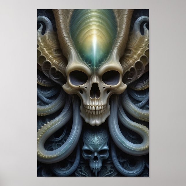 Alien Skull Octopus - 006 - Fantasy Art Poster (Vorne)