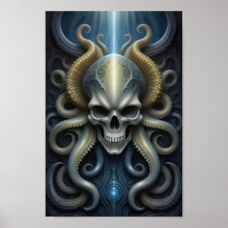 Alien Skull Octopus - 2001 - Fantasy Art Poster