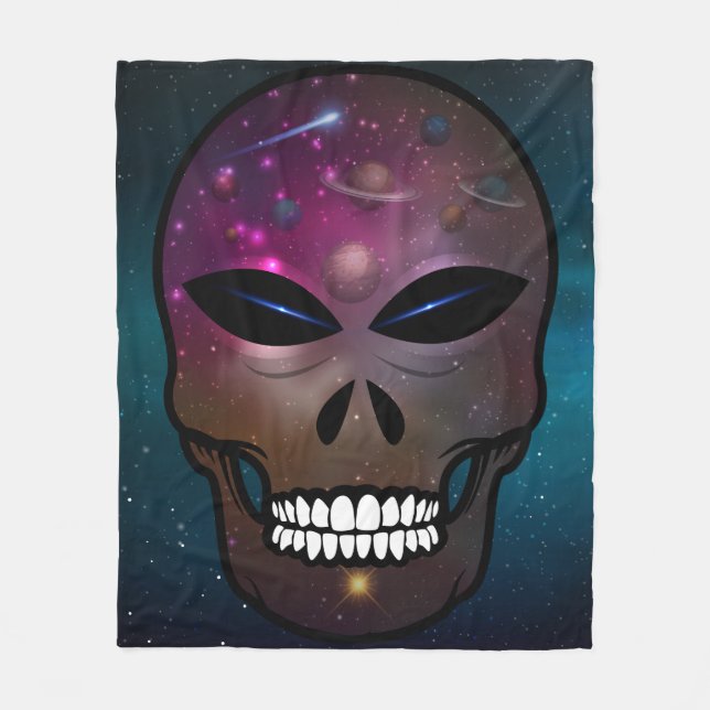 Alien Skull Throw Blanket Wohngestaltung Kreaturen Fleecedecke (Vorderseite)