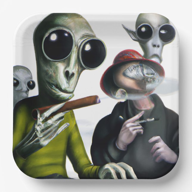 Alien Smoke Break Pappteller (Vorderseite)