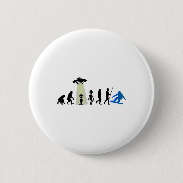 Alien Snowboard Evolution Pub Joke Winter Boarding Button (Vorderseite)