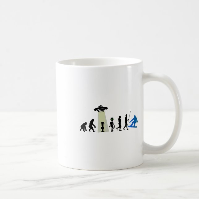 Alien Snowboard Evolution Pub Joke Winter Boarding Kaffeetasse (Rechts)
