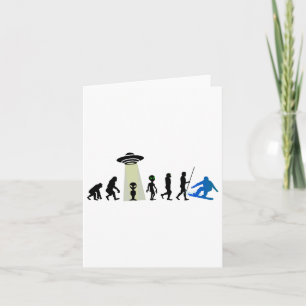 Alien Snowboard Evolution Pub Joke Winter Boarding Karte