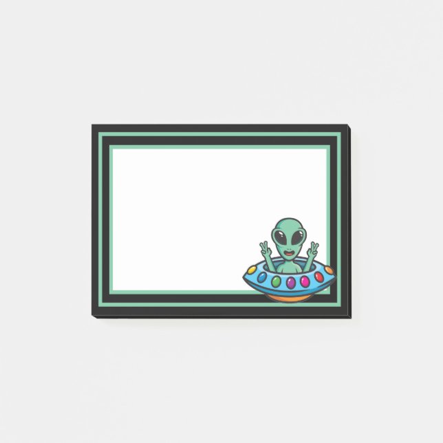 Alien "Space Flying Saucer Post-it Notes" Klebezettel (Vorderseite)