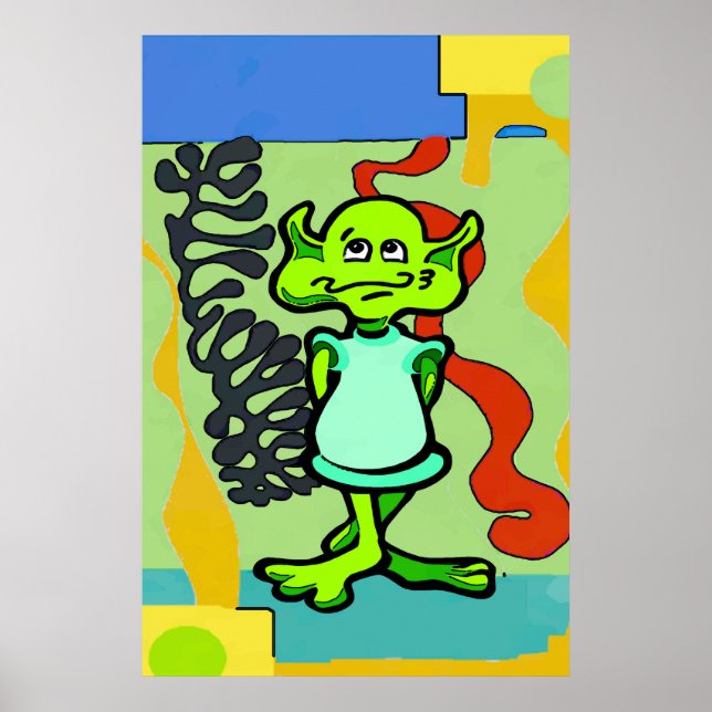 Alien Space Man Abstrakt Poster (Vorne)