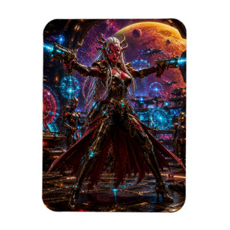 Alien Space Pirate Queen — Twin Blasters Magnet