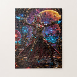 Alien Space Pirate Queen — Twin Blasters Puzzle