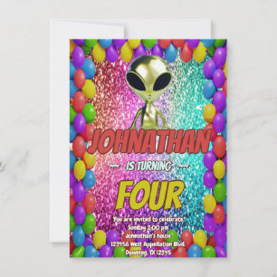 Alien Space UFO Rocket Ship Zum kosmischen Geburts Einladung