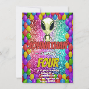 Alien Space UFO Rocket Ship Zum kosmischen Geburts Einladung